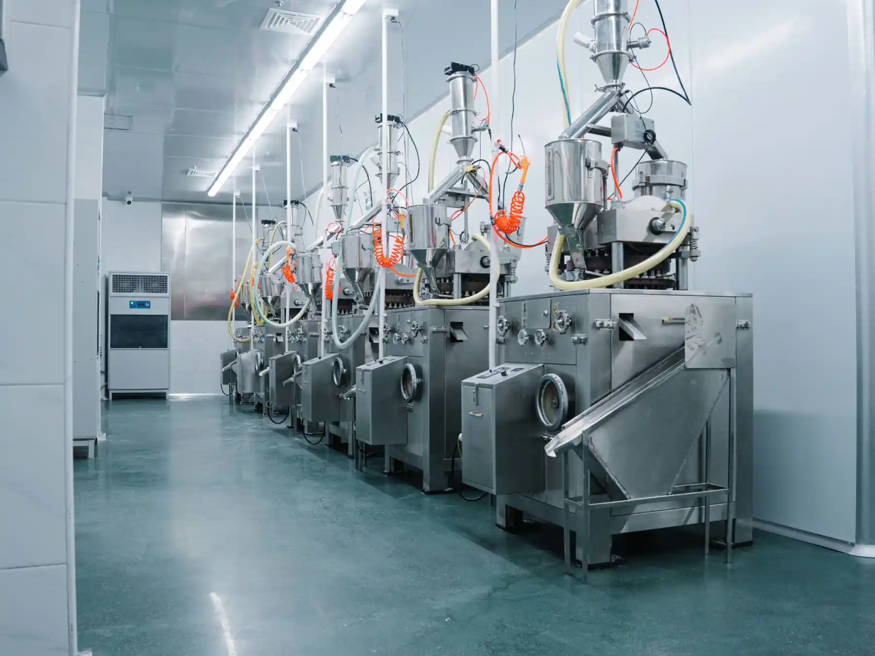 Candy factory equipment row front view