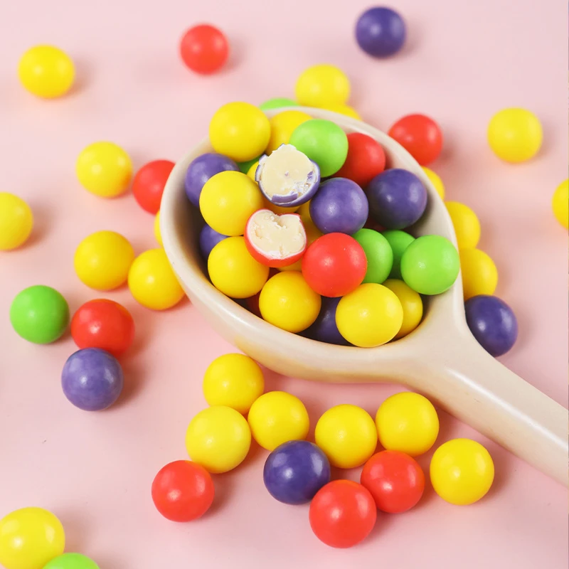 Crispy chocolate candy spoon close up