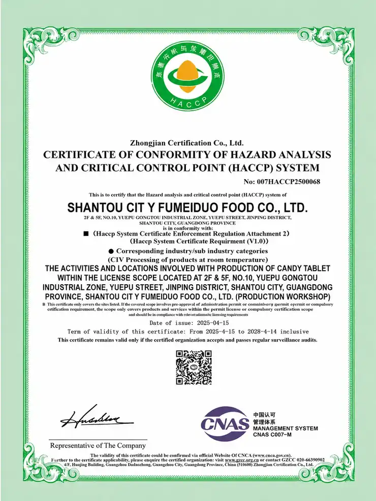 HACCP certificate english