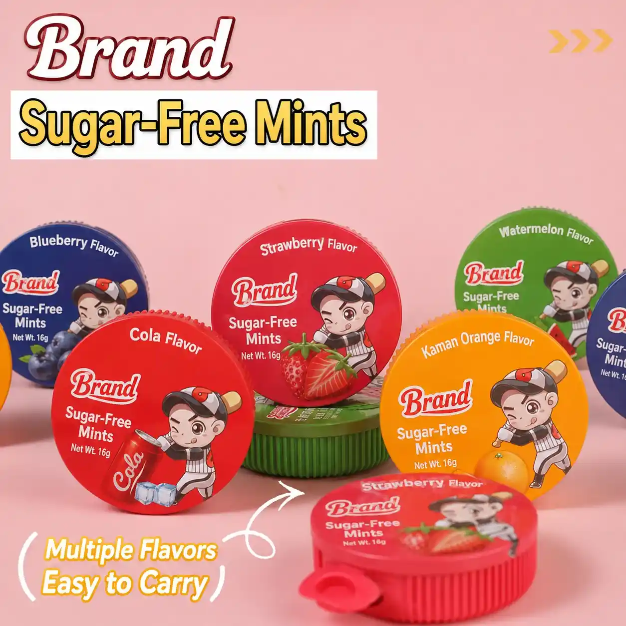 Sugar free mint candy round tins assortment poster