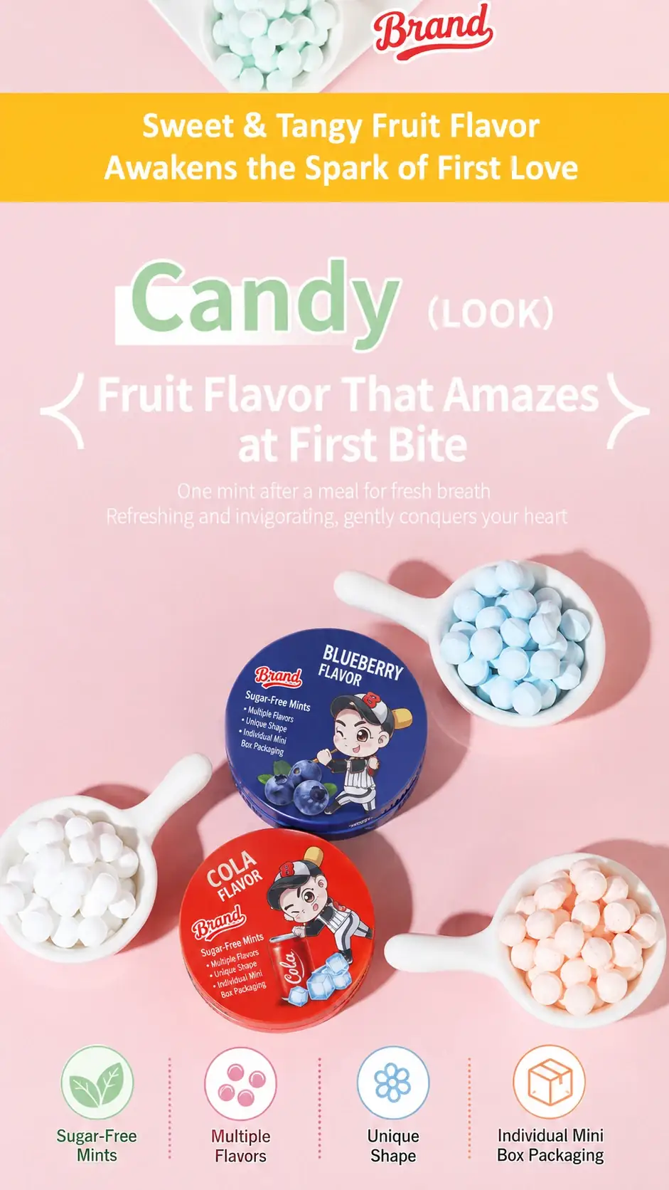Sugar free mint candy round tins open tins poster