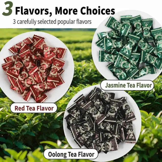 Tea candy three flavors plate display