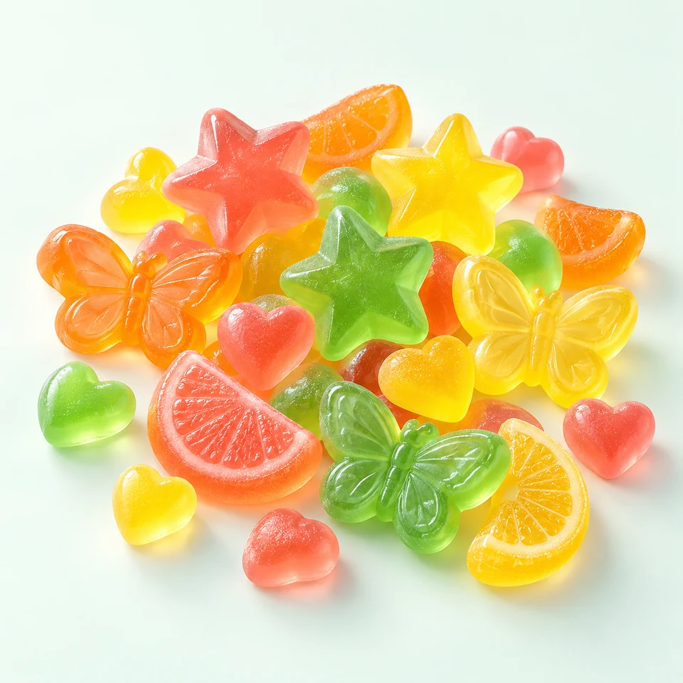AI-generated product concept of Novelty Gummy Shapes. Actual appearance is confirmed by sample.