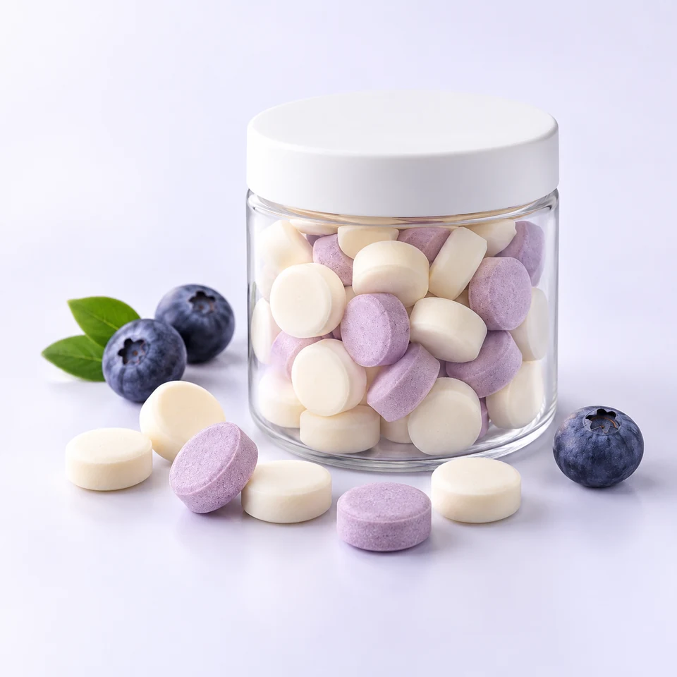 AI-generated product concept of Milk Tablet Candy. Actual appearance is confirmed by sample.
