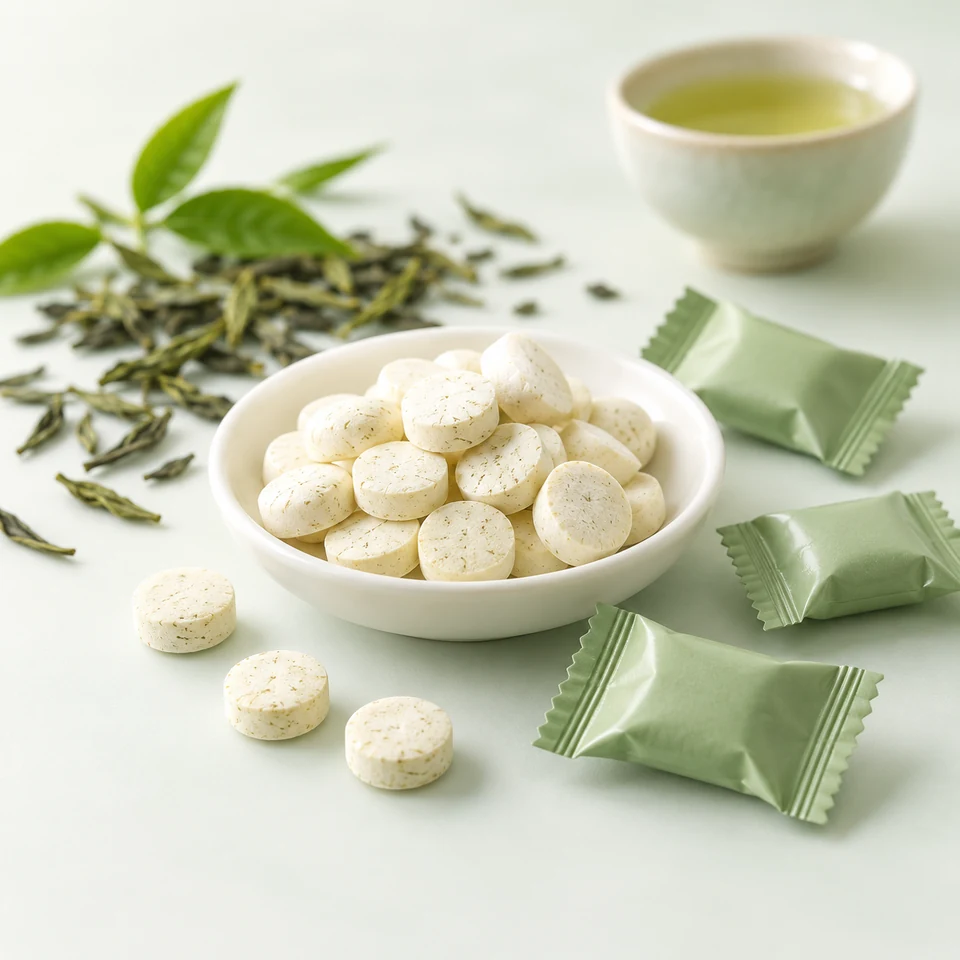 AI-generated product concept of Mini Tea Candy. Actual appearance is confirmed by sample.