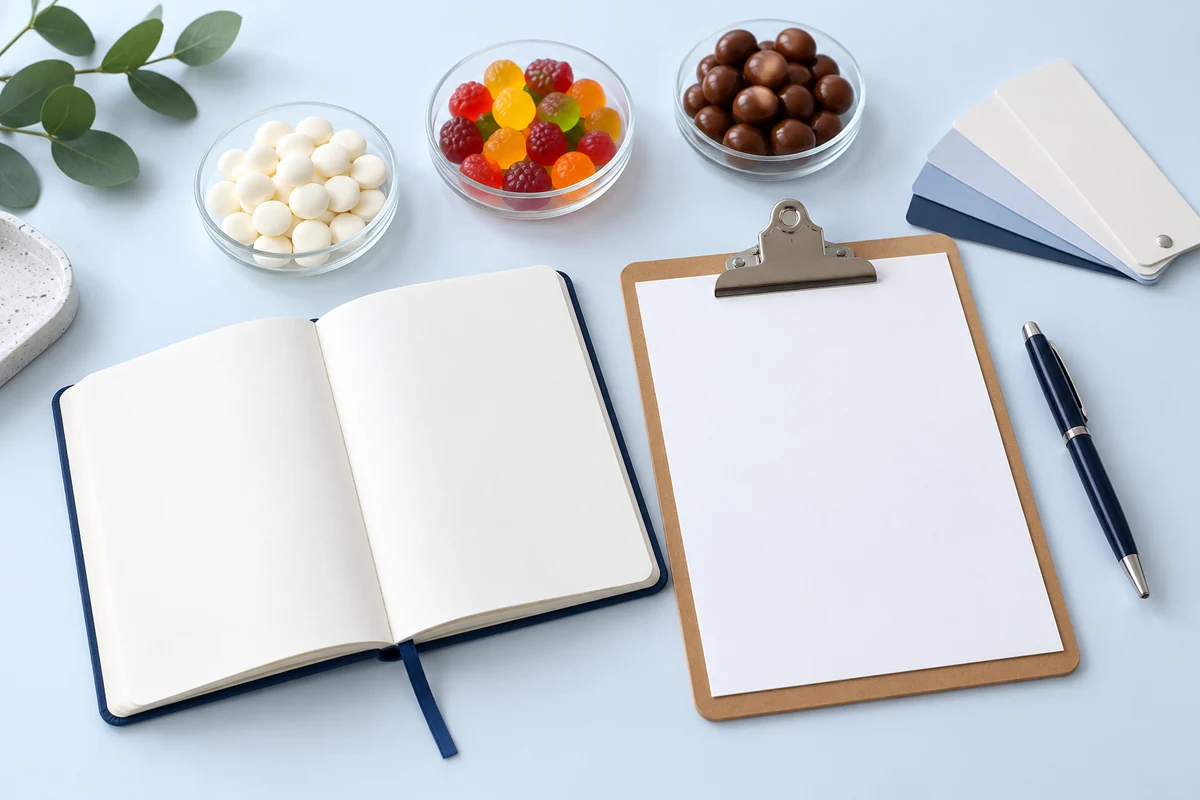 Illustrative product brief planning scene. AI-generated staged concept.