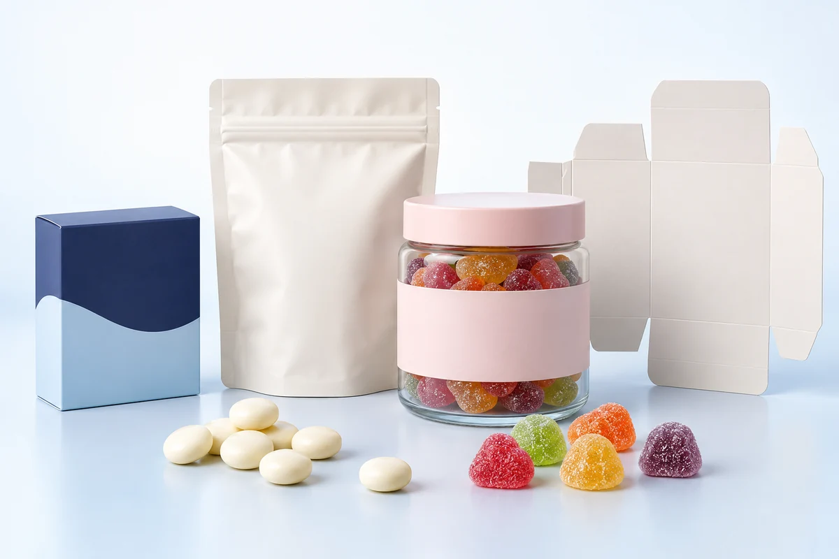 Illustrative private label packaging design concept. AI-generated staged concept.